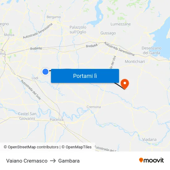 Vaiano Cremasco to Gambara map