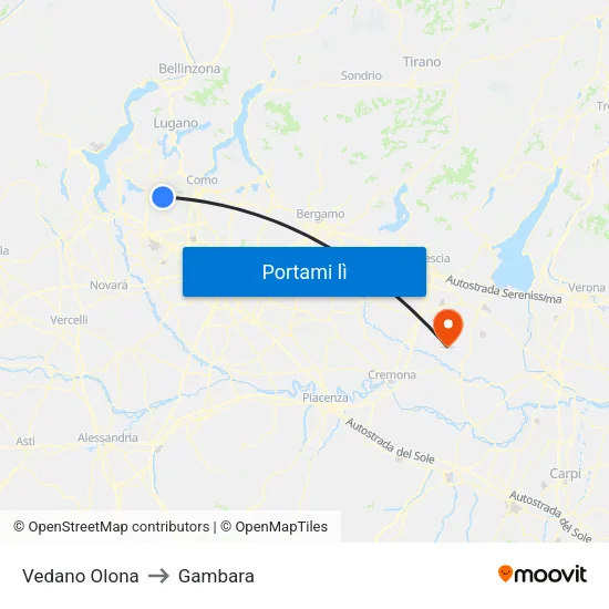 Vedano Olona to Gambara map