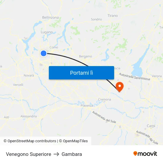 Venegono Superiore to Gambara map