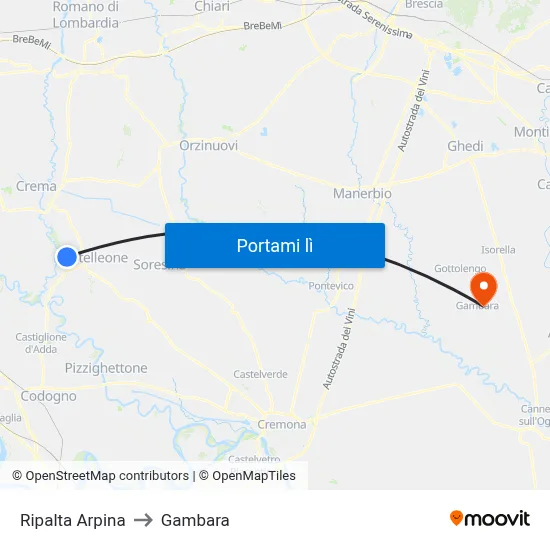 Ripalta Arpina to Gambara map
