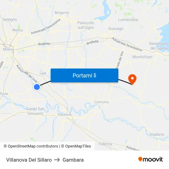 Villanova Del Sillaro to Gambara map