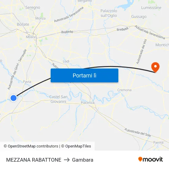 MEZZANA RABATTONE to Gambara map
