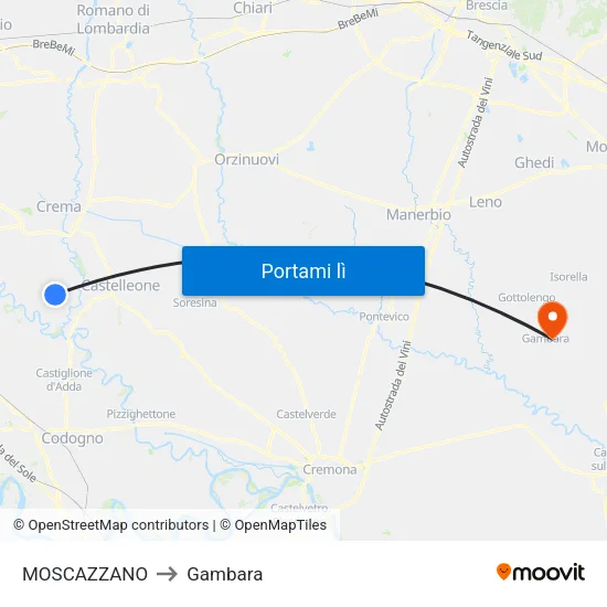 MOSCAZZANO to Gambara map