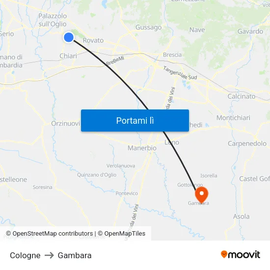Cologne to Gambara map