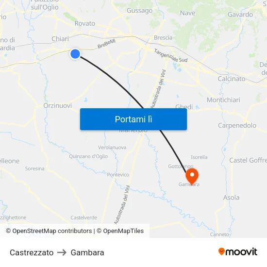 Castrezzato to Gambara map