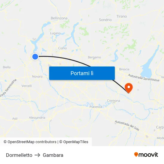 Dormelletto to Gambara map