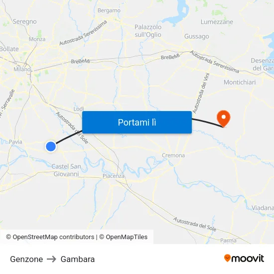 Genzone to Gambara map