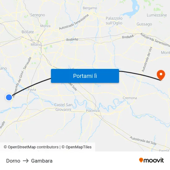 Dorno to Gambara map