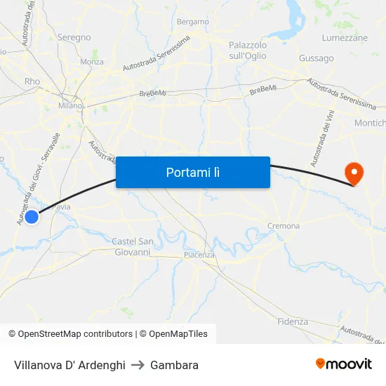 Villanova D' Ardenghi to Gambara map
