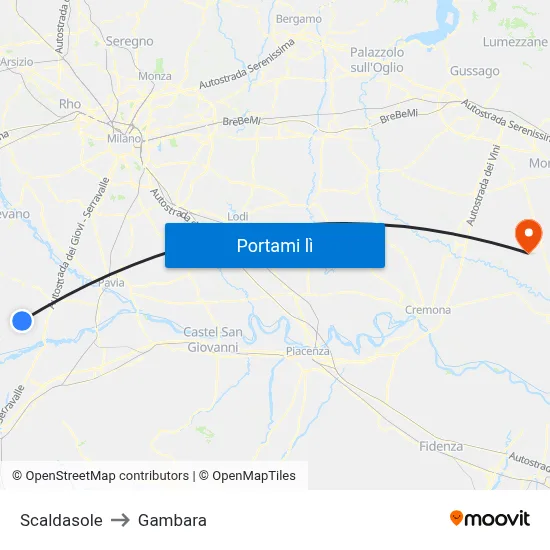 Scaldasole to Gambara map