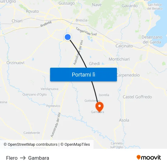 Flero to Gambara map