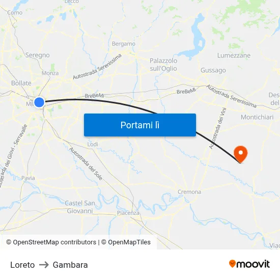 Loreto to Gambara map