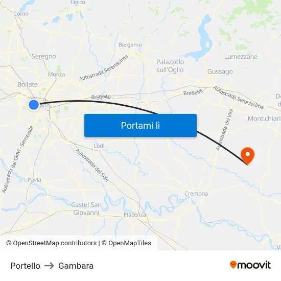 Portello to Gambara map