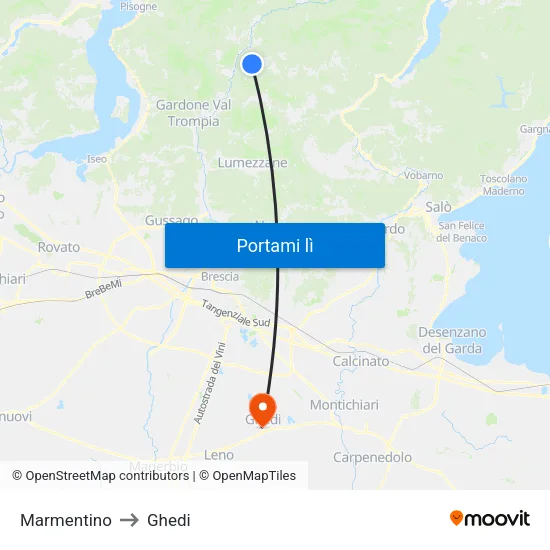 Marmentino to Ghedi map