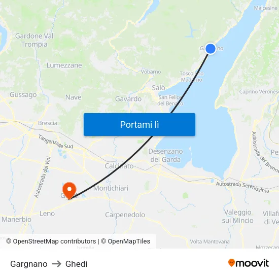 Gargnano to Ghedi map