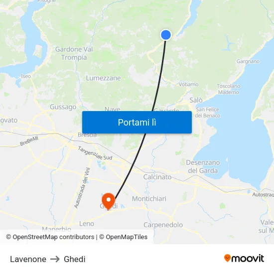 Lavenone to Ghedi map