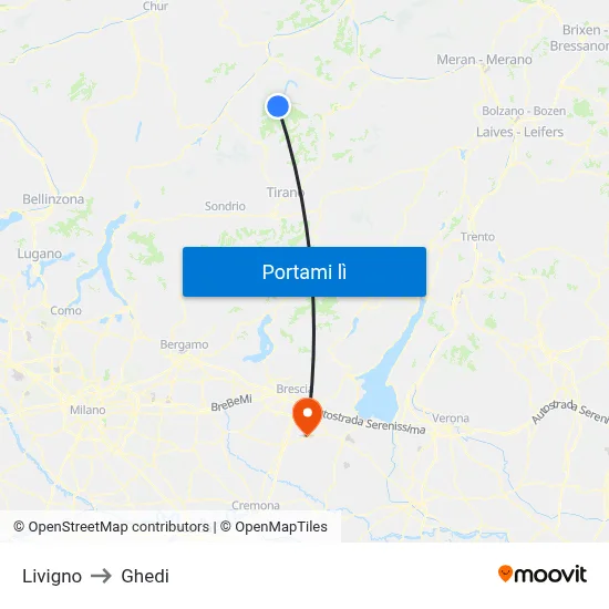 Livigno to Ghedi map