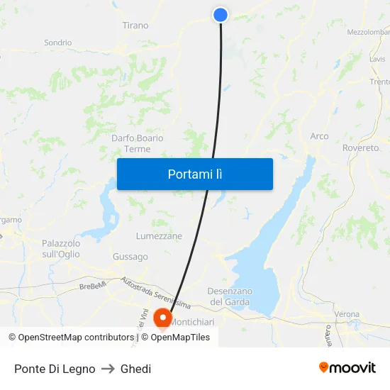 Ponte Di Legno to Ghedi map