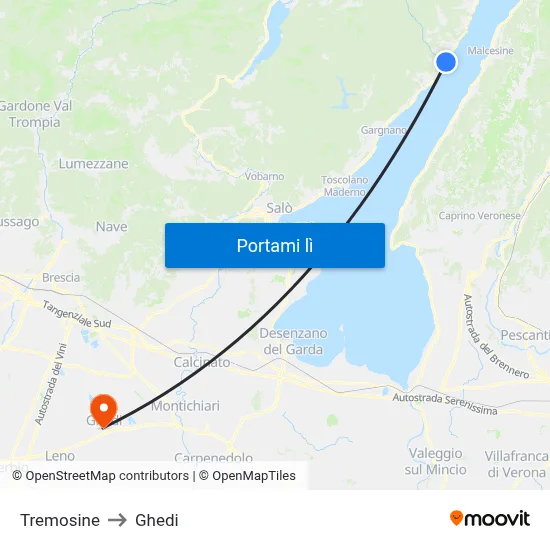 Tremosine to Ghedi map