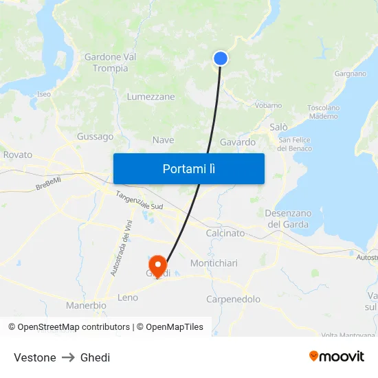 Vestone to Ghedi map