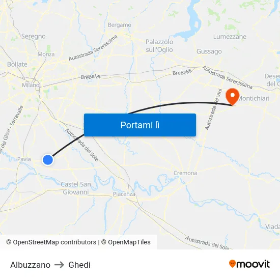 Albuzzano to Ghedi map