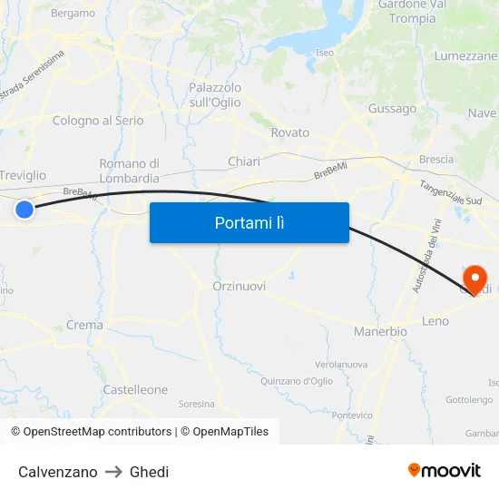 Calvenzano to Ghedi map