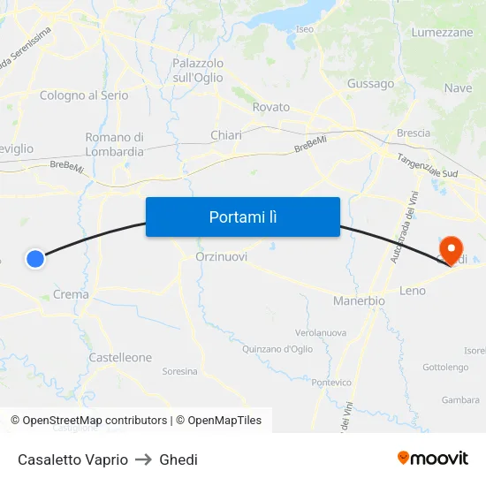Casaletto Vaprio to Ghedi map