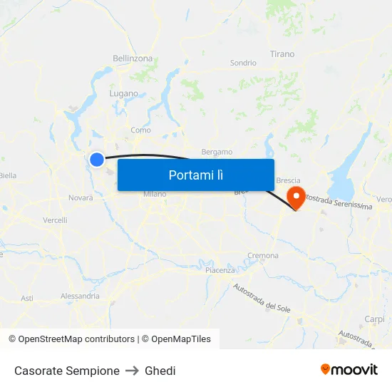 Casorate Sempione to Ghedi map