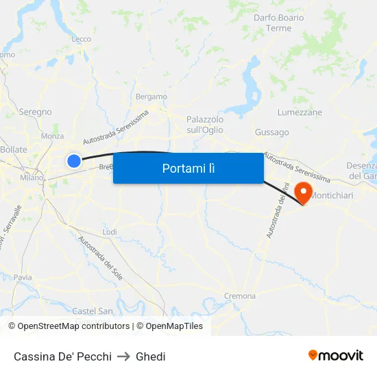 Cassina De' Pecchi to Ghedi map