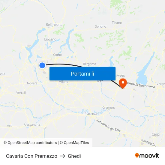 Cavaria Con Premezzo to Ghedi map