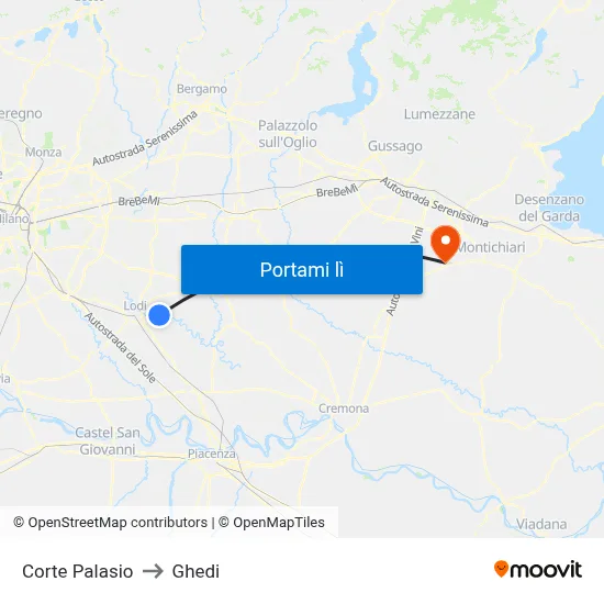 Corte Palasio to Ghedi map