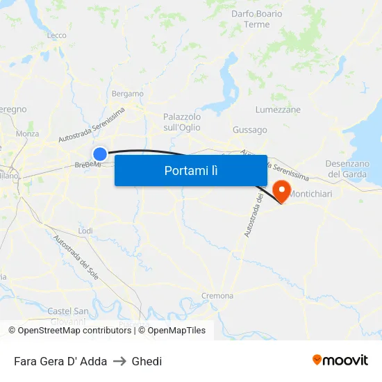 Fara Gera D' Adda to Ghedi map