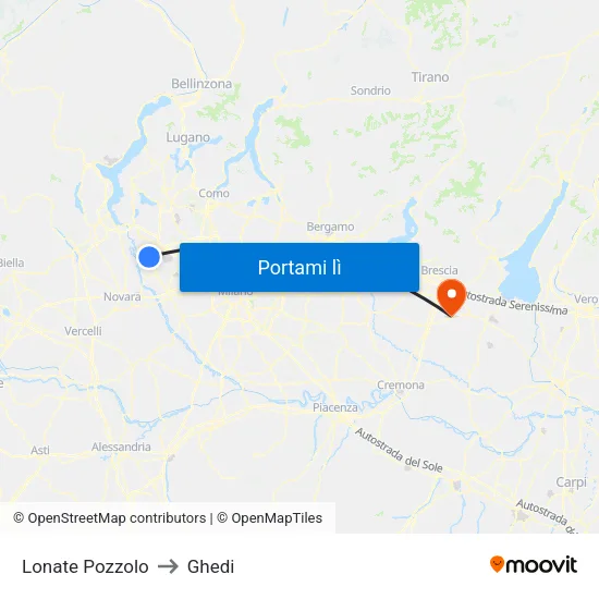 Lonate Pozzolo to Ghedi map
