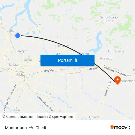 Montorfano to Ghedi map