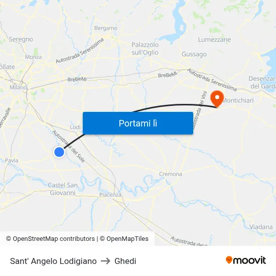 Sant' Angelo Lodigiano to Ghedi map