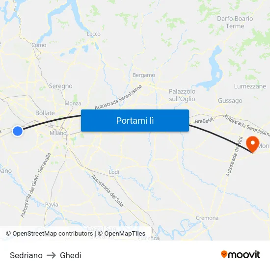 Sedriano to Ghedi map
