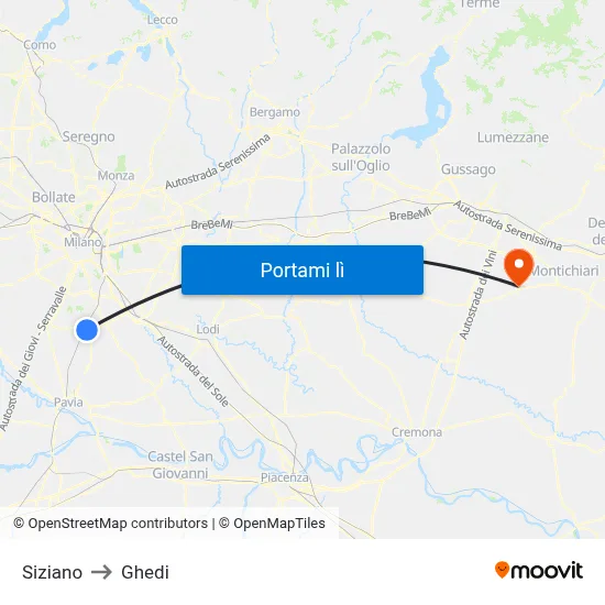 Siziano to Ghedi map