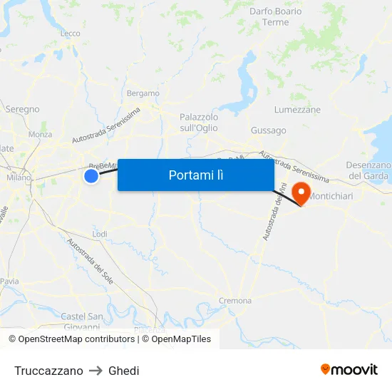 Truccazzano to Ghedi map