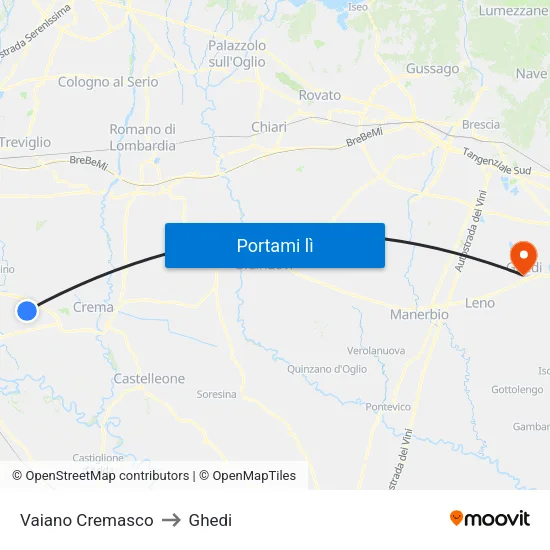 Vaiano Cremasco to Ghedi map