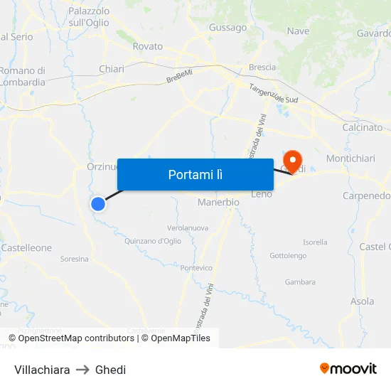Villachiara to Ghedi map