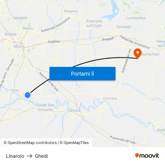 Linarolo to Ghedi map