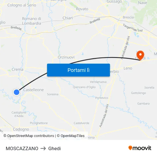MOSCAZZANO to Ghedi map
