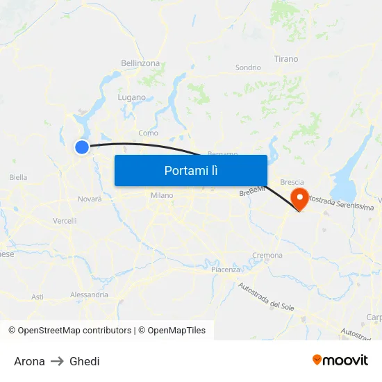 Arona to Ghedi map