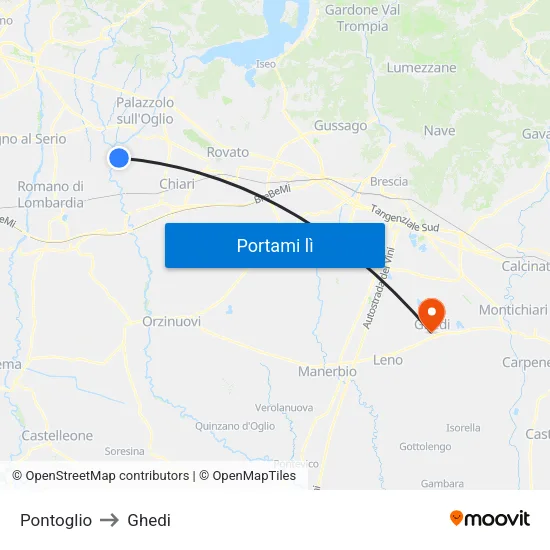 Pontoglio to Ghedi map