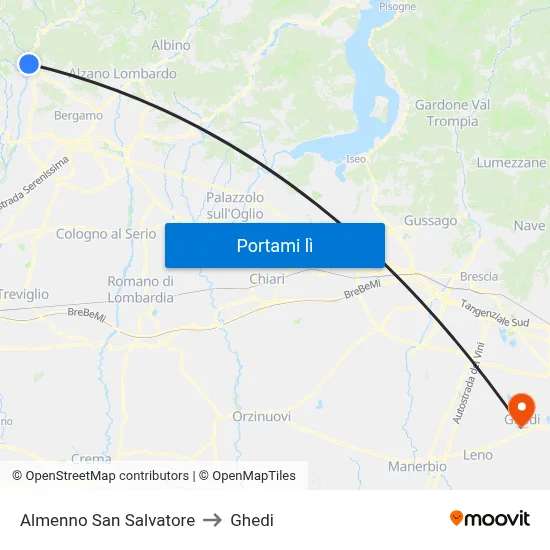Almenno San Salvatore to Ghedi map