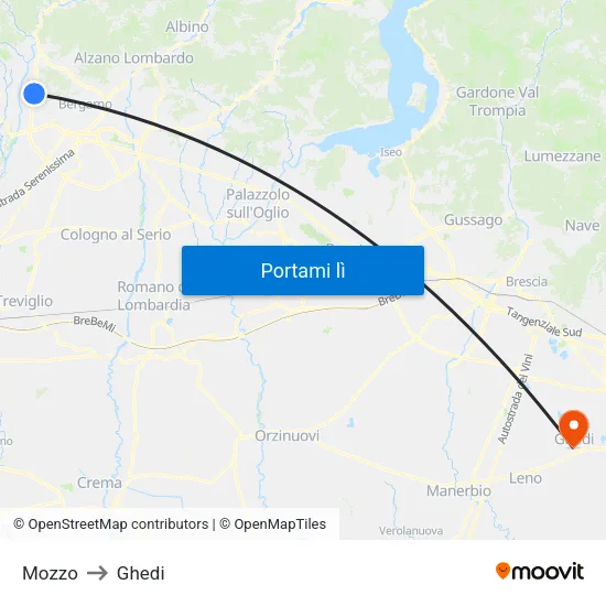 Mozzo to Ghedi map