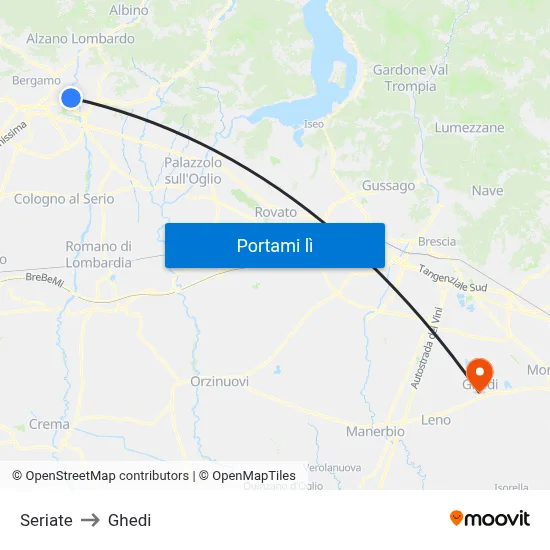 Seriate to Ghedi map