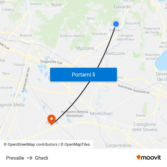 Prevalle to Ghedi map