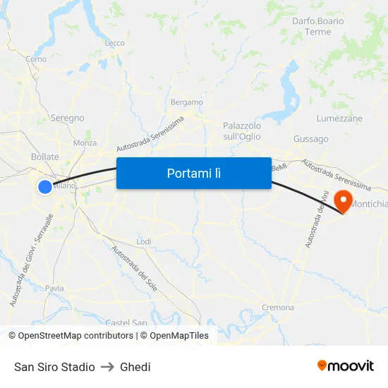 San Siro Stadio to Ghedi map