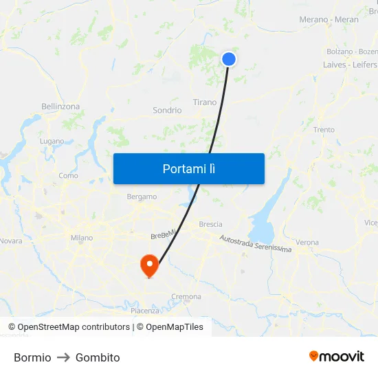 Bormio to Gombito map